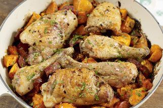 Frango picante com batata doce