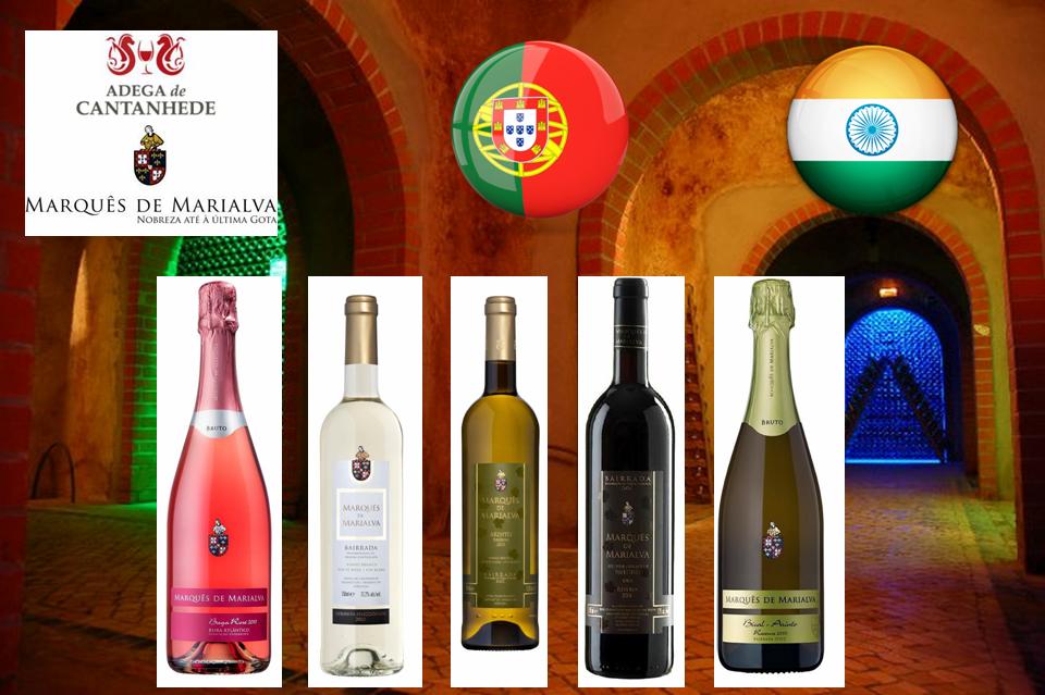 MENU ENTRADA	Ovos à Indiana Espumante Marquês de Marialva Baga Rosé Bruto 2011 MARISCO	Jhinga Molee Marquês de Marialva Colheita Seleccionada Branco 2013 PEIXE	Ambotic Marquês de Marialva Arinto Reserva Branco 2011 CARNE	Chacuti de Galinha Marquês de Marialva Baga Reserva Tinto 2009 SOBREMESA	Bebinca das Sete Folhas Espumante Marquês de Marialva Bical-Arinto Branco Bruto Reserva 2010 