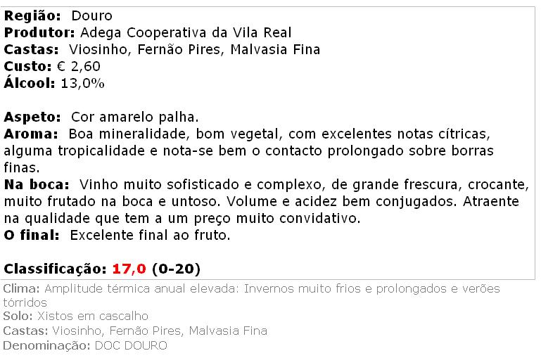 apreciacao Vila Real - Reserva Branco 2013