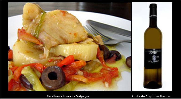 . Para 6 pessoas:   1 kg de bacalhau; 6 cebolas; 2 alhos; 1 dl de azeite; 1 colher de sopa de manteiga; 50 g de toucinho; 600 g de batatas; 3 colheres de sopa de vinagre; 3 colheres de sopa de farinha de trigo; 1 ramo de salsa; sal e pimenta.   Deixe o bacalhau a demolhar durante 48 horas. Depois, tire-lhe a pele e as espinhas. Corte as cebolas às rodelas. Pique o toucinho e corte os alhos às tiras. Cubra o fundo do tacho com uma porção das cebolas, sobre estas coloque uma porção de bacalhau e sobre este coloque uma porção de batatas, de toucinho e dos restantes condimentos. Polvilhe com uma colher de farinha. Faça isto sucessivamente até completar três camadas de cada ingrediente. Adicione o azeite, tape o tacho e leve ao lume (cerca de 30 minutos), regando sempre com o próprio molho.  E, já agora, uma nota história sobre a autora da receita.  “Nascida em Valpaços, no século XIX, a Bruxa de Valpaços tornou-se conhecida mais pelas suas qualidades gastronómicas do que pelas suas feitiçarias”.  * Esta receita, conhecida por nós,  apareceu recentemente pela mão de Francisco Guedes,  autor de um livro que surpreendeu as cozinhas portuguesas. São As 100 Maneiras de Cozinhar Bacalhau e Outros Peixes