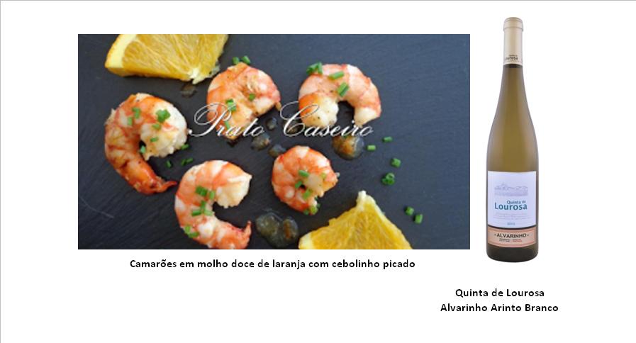 Ingredientes: Camarões 3 Colheres (de sopa) de sumo de laranja 4 Colheres (de sopa) de sumo de limão 1 Colher (de sopa) de compota de laranja 1 Colher (de sopa) de margarina Cebolinho Sal q.b. Pimenta q.b. Preparação:  - Numa frigideira coloque a margarina. Deixe derreter. Junte os camarões descascados e deixe que estes fiquem corados. - Tempere com sal e pimenta. - Adicione a compota de laranja, o sumo de laranja e o sumo de limão, entretanto espremidos.  - Deixe cozinhar em lume brando para ir apurando. - Transfira para um prato de servir, guarneça com quartos de laranja e bastante cebolinho picado, que vai atribuir muito aroma a este prato. 