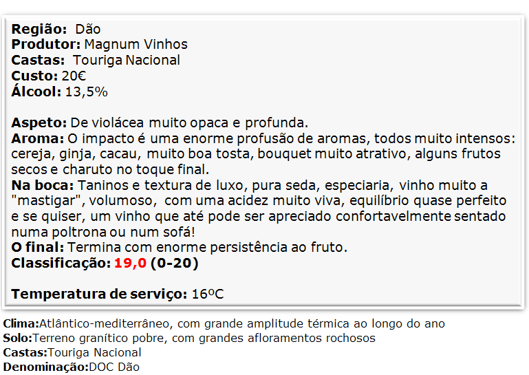 apreciacao Ribeiro Santo Touriga Nacional Tinto 2012