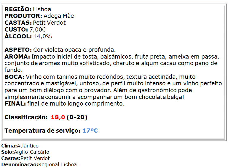 apreciacao Adega Mae Petit Verdot Tinto 2012