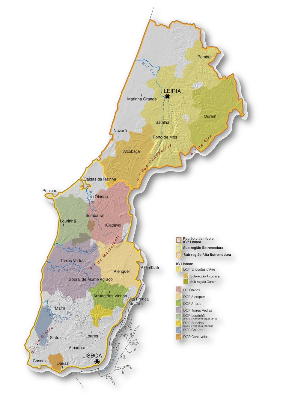 Mapa da Região de Vinhos de Lisboa (clique para ampliar)