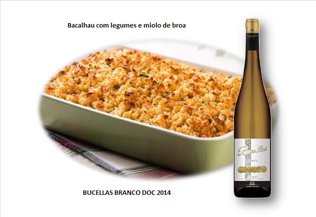 Bacalhau com legumes e miolo de broa