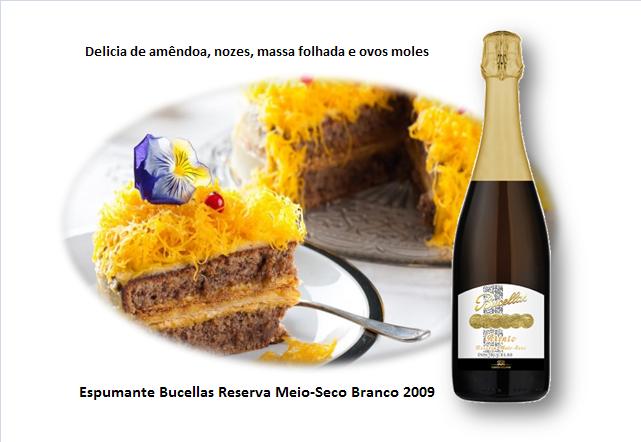 Delicia de amêndoa, nozes, massa folhada e ovos moles