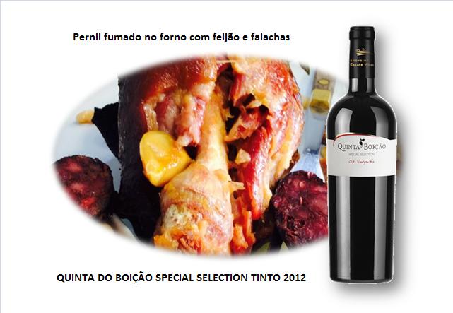 Pernil fumado no forno com feijão e falachas