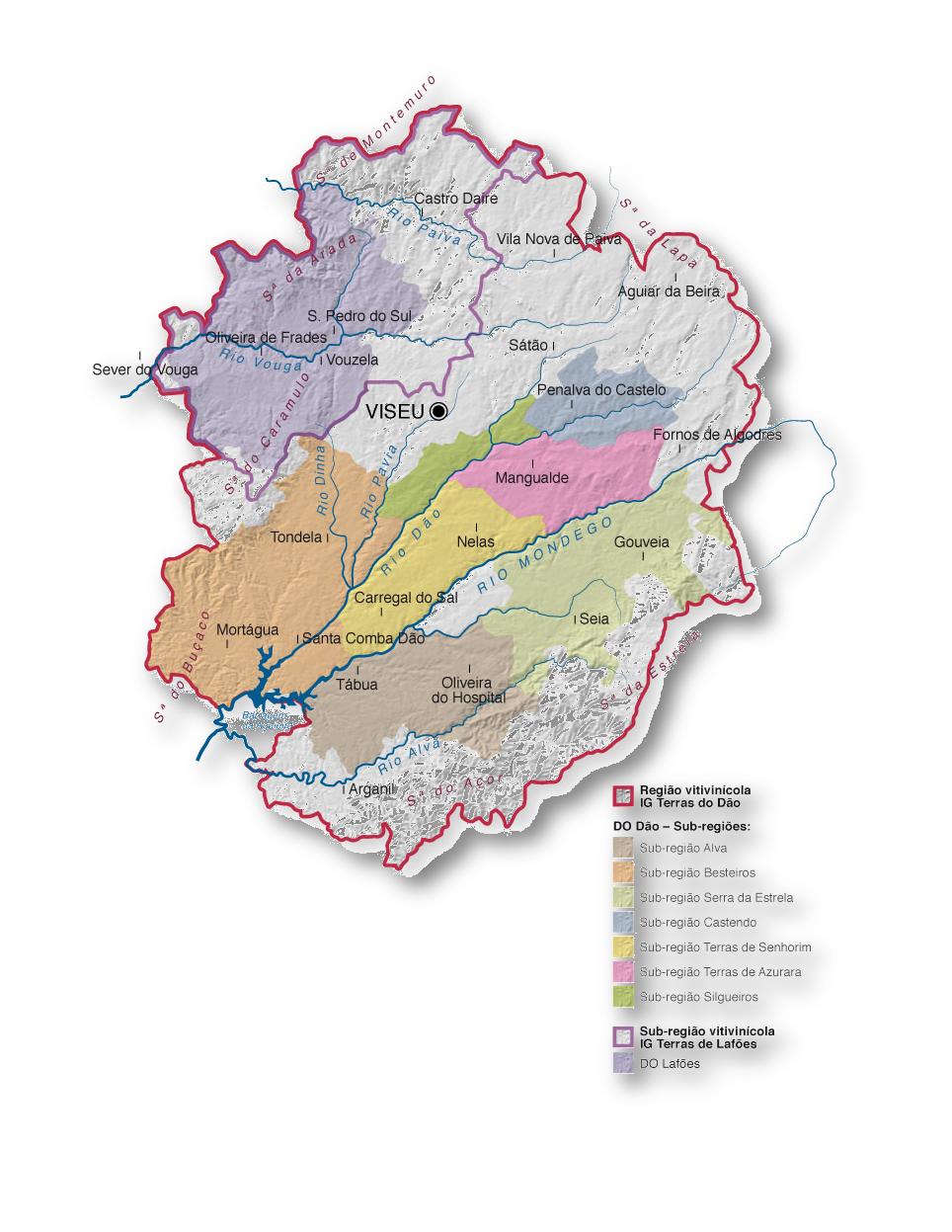 Mapa da região com as suas 8 sub-regiões