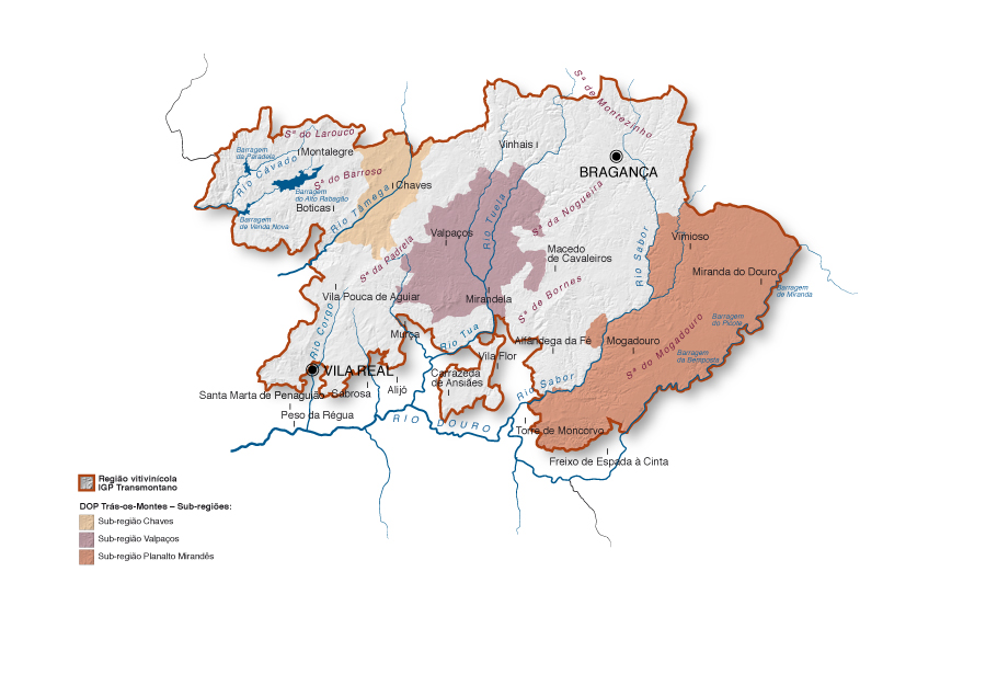 Mapa da Região de Vinhos de Trás-os-Montes