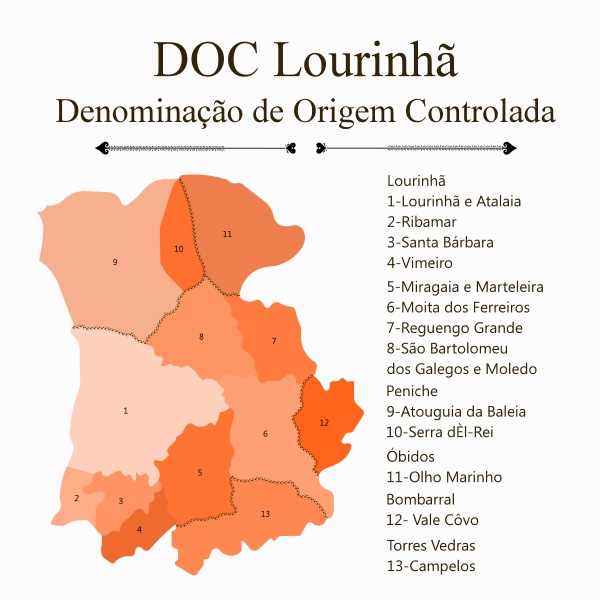 Mapa da demarcação da Denominação de Origem Lourinhã
