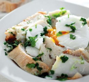 Variante: Açorda à Alentejana com bacalhau