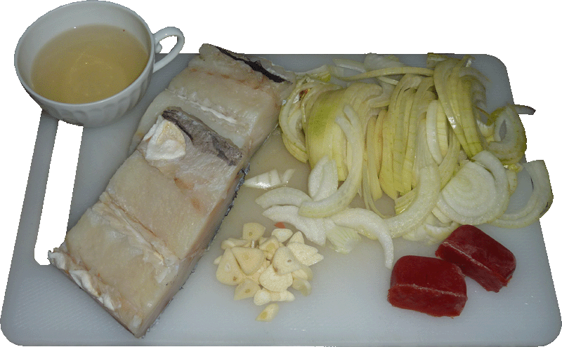 Os ingredientes para o Bacalhau à Narcisa