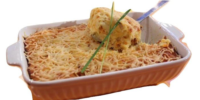 Bacalhau em camadas gratinado